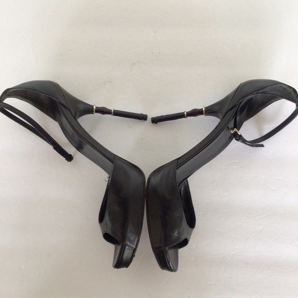 GUCCI BLACK LEATHER BAMBOO HEELS SIZE 39 - Picture 3 of 15